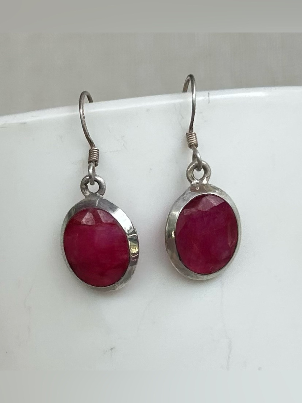 NWOT Artisan Sterling Silver & Ruby Drop Earrings